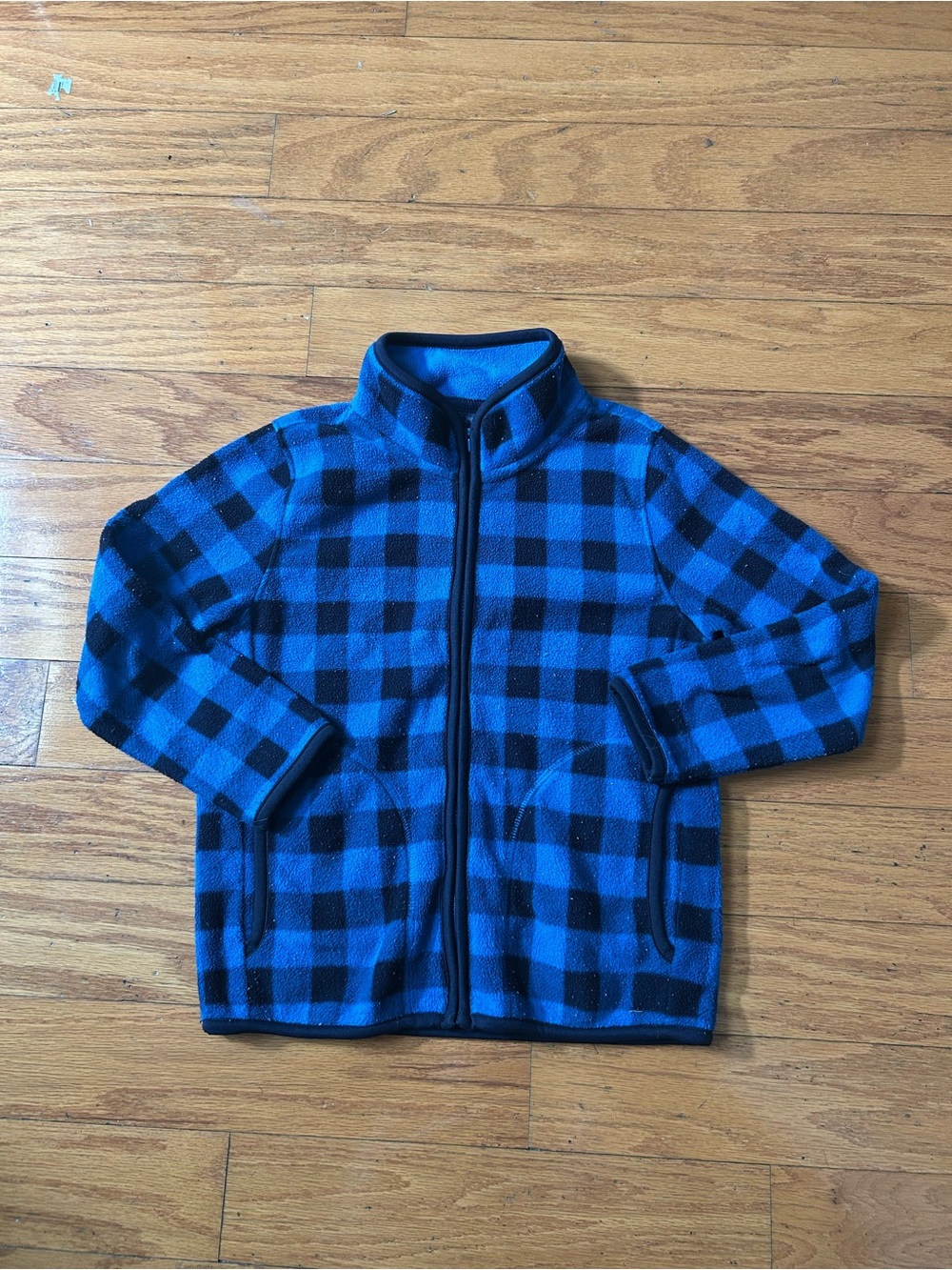 Uniqlo boys Blue Plaid Fleece Zip-Up Jacket size 5
